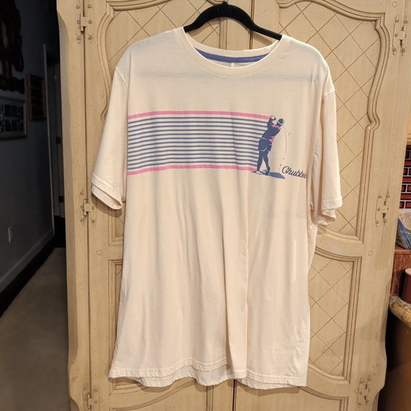 chubbies Other - Chubbies Mens Size XXL Pink & Blue Striped Graphic Golf T Shirt